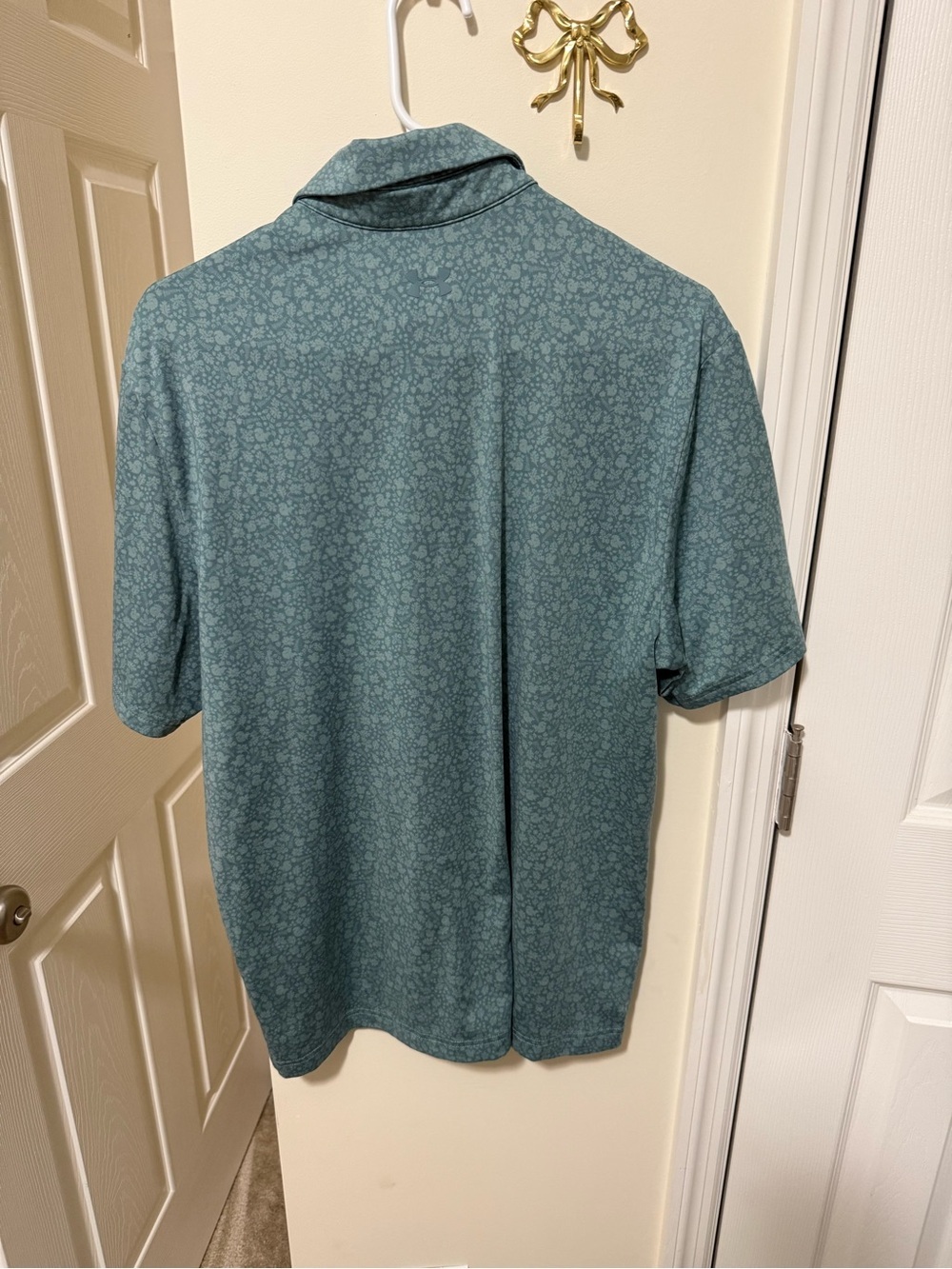 Under Armour Men's Teal Micro-Print Polo with Pinehurst Logo - Picture 5 of 6
